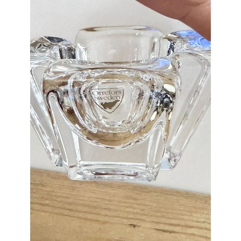 Vintage Orrefors Crystal Votive Candle Holder, Anna Ehrner Swedish Art Glass